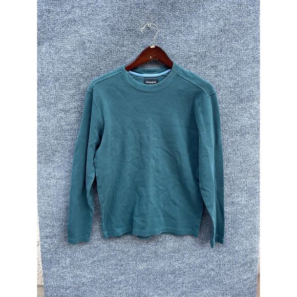 Bonobos Sweater Mens Small Green Long Sleeve Waffle Knit Thermal Crewneck - Picture 1 of 7